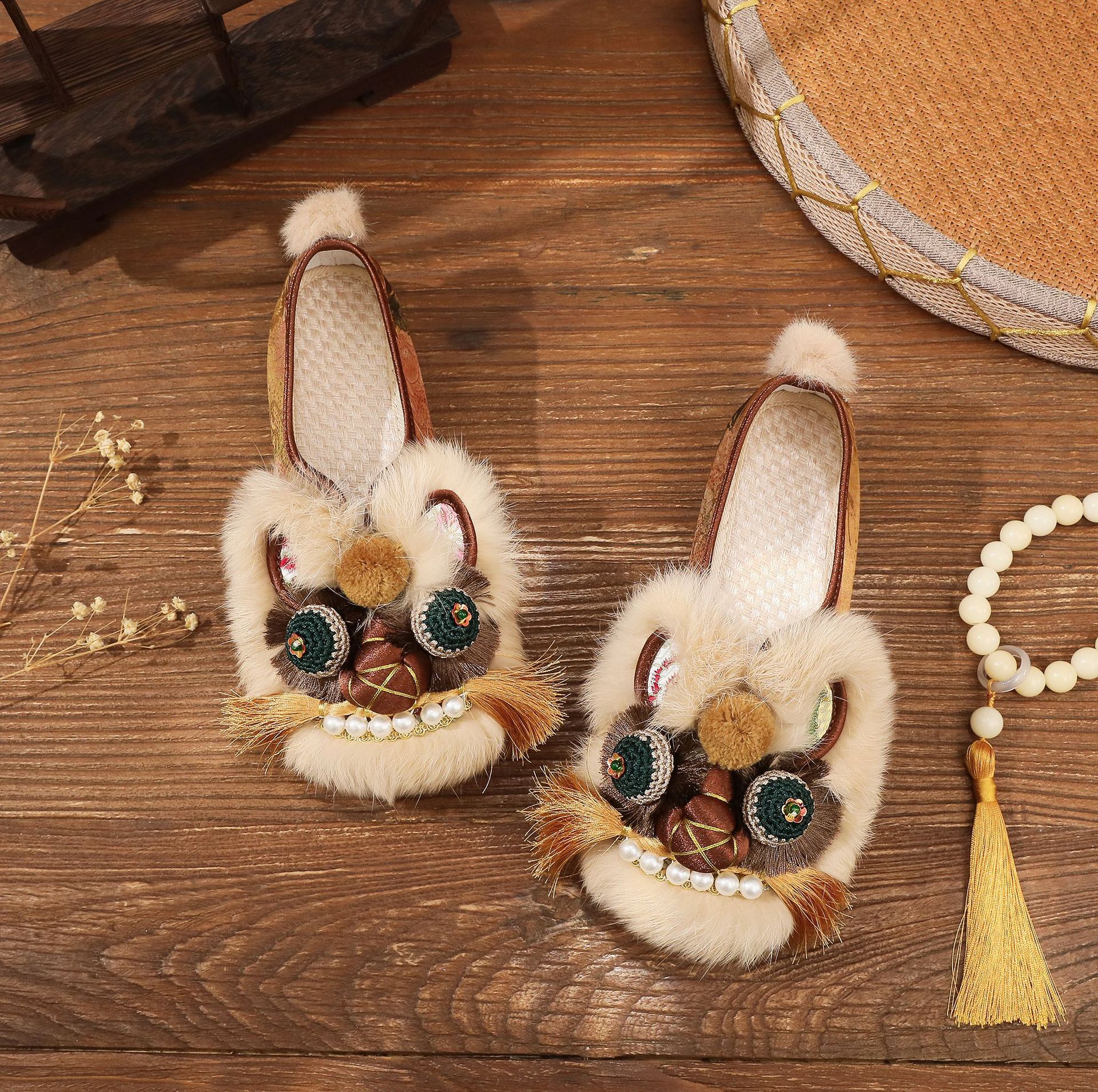 Spring New Ethnic Style Adult Tiger Head Women's Shoes Handmade Embroidered Shoes National Trend Retro Flat Folk Cloth Shoes for Women