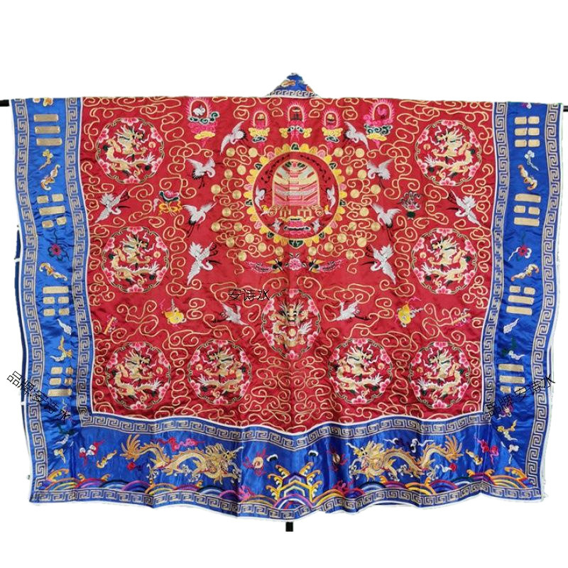 Dragon Robe with Gold Thread, High-Power Robe, Taoist Robe, Imitation Hand-Embroidered Blue-Edged Dragon Robe, Taoist Robe, Black and Yellow