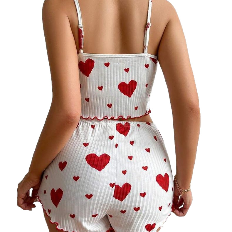 European and American Cross-Border Home Wear Foreign Trade Dropshipping Aliexpress Cross-Border New Women's Home Wear Women's Fashion Heart-Shaped