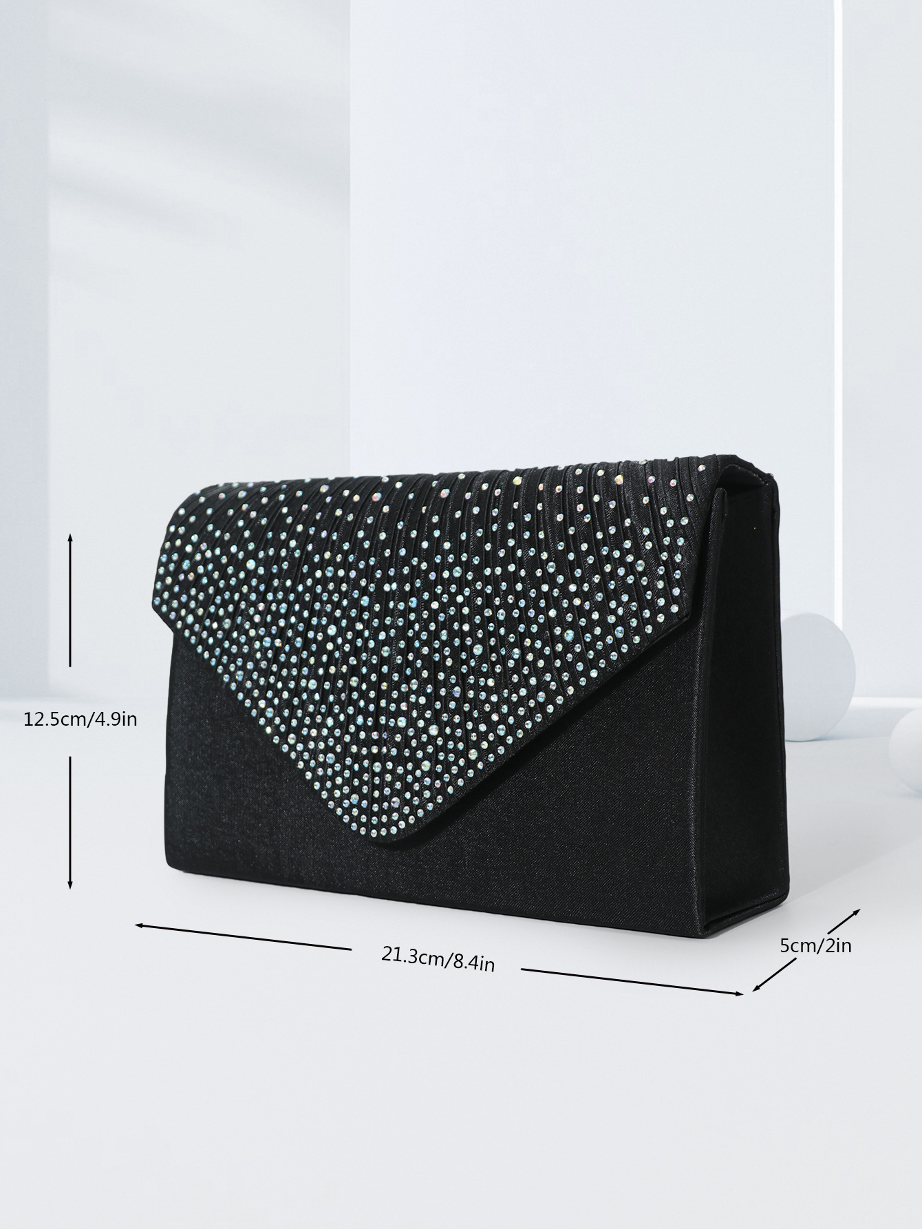 Cross-border Women's One-shoulder Banquet Bag Japanese Style Dress Bag Flip Cover Color Rhinestone Black Hand Bag Fashionable Evening Bag