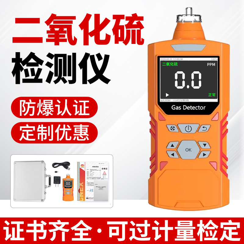 Портативный детектор газа диоксида серы с насосом для химической и фармацевтической промышленности, лабораторное определение концентрации с сигнализацией