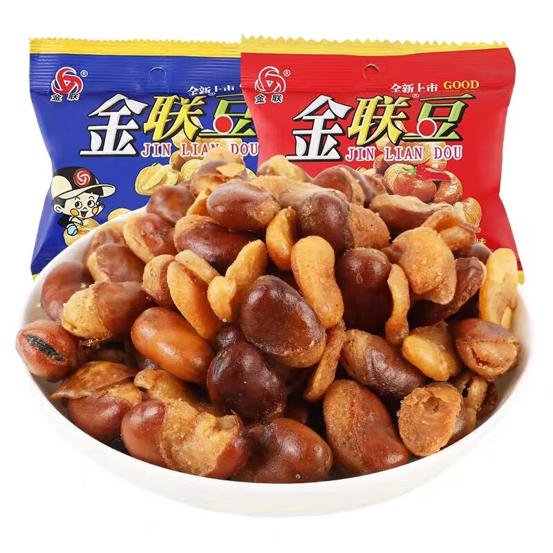 Jinlian Dou Broad Beans 35g Spicy Beef Flavor Crispy Salty Roasted Beans Nuts Childhood Nostalgic Snack