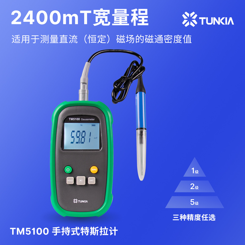 Tianheng Tm5100 Handheld Tesla Meter Hall Probe High-Precision Wide-Range High-Resolution Gauss Meter