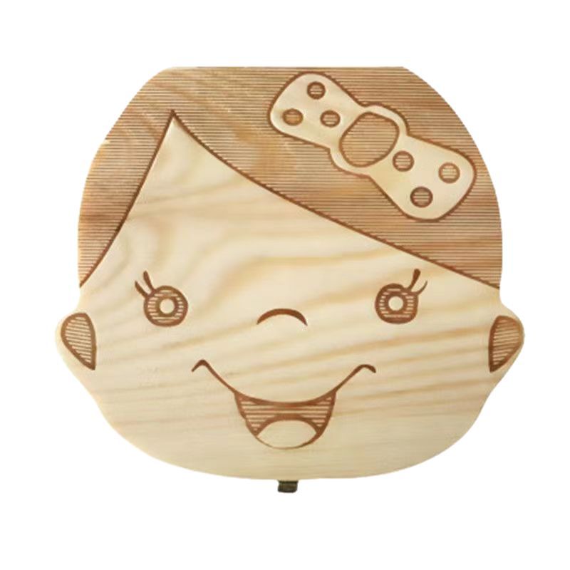 Wooden Deciduous Tooth Box for Children to Store and Preserve Their Teeth, Solid Wood Flip-Top Baby Hair and Umbilical Cord Collection Box