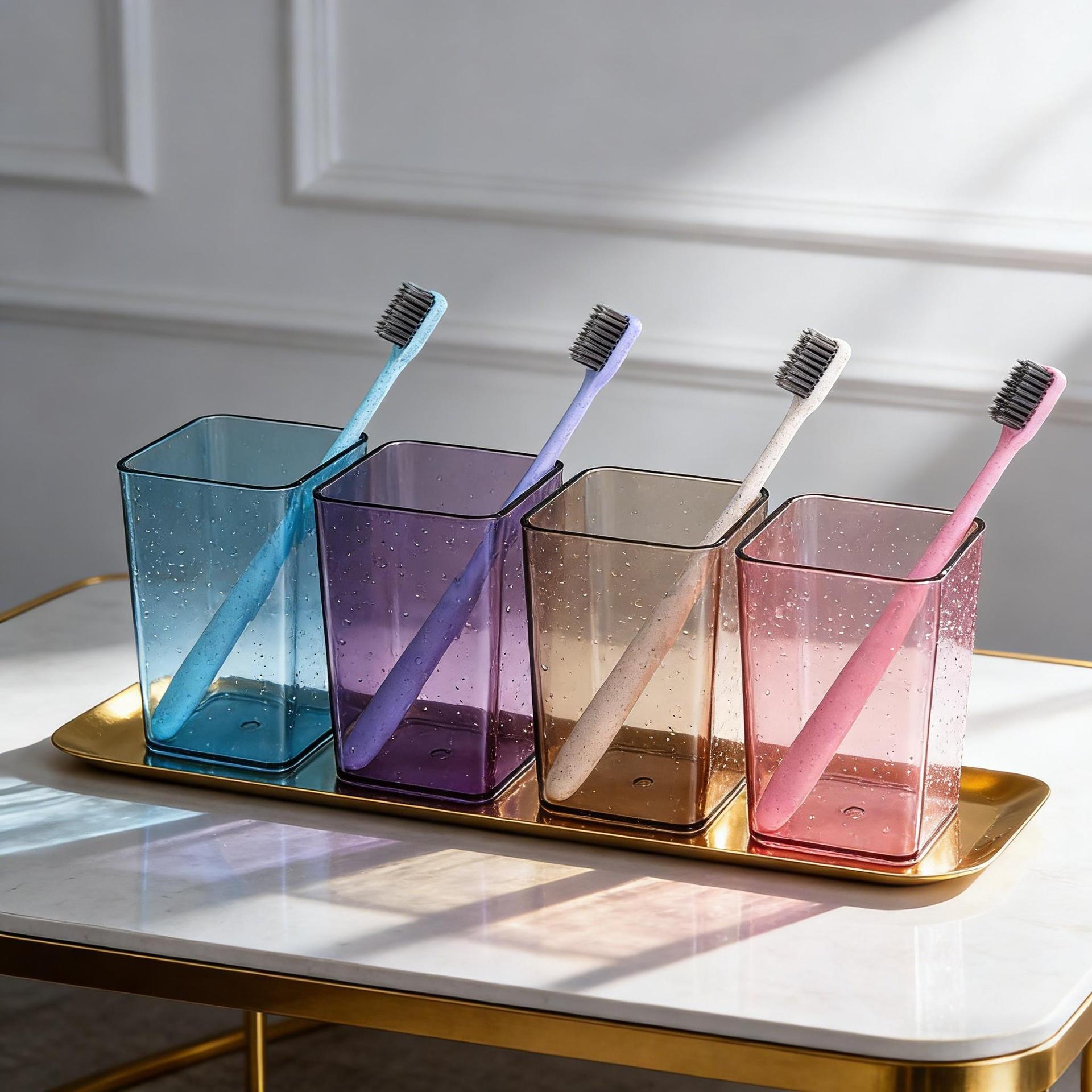 Северная чашка для зубной щетки, квадратная, креативная, простая, прозрачная, пластиковая чашка для полоскания, для отелей и дома, многофункциональная чашка для чистки зубов