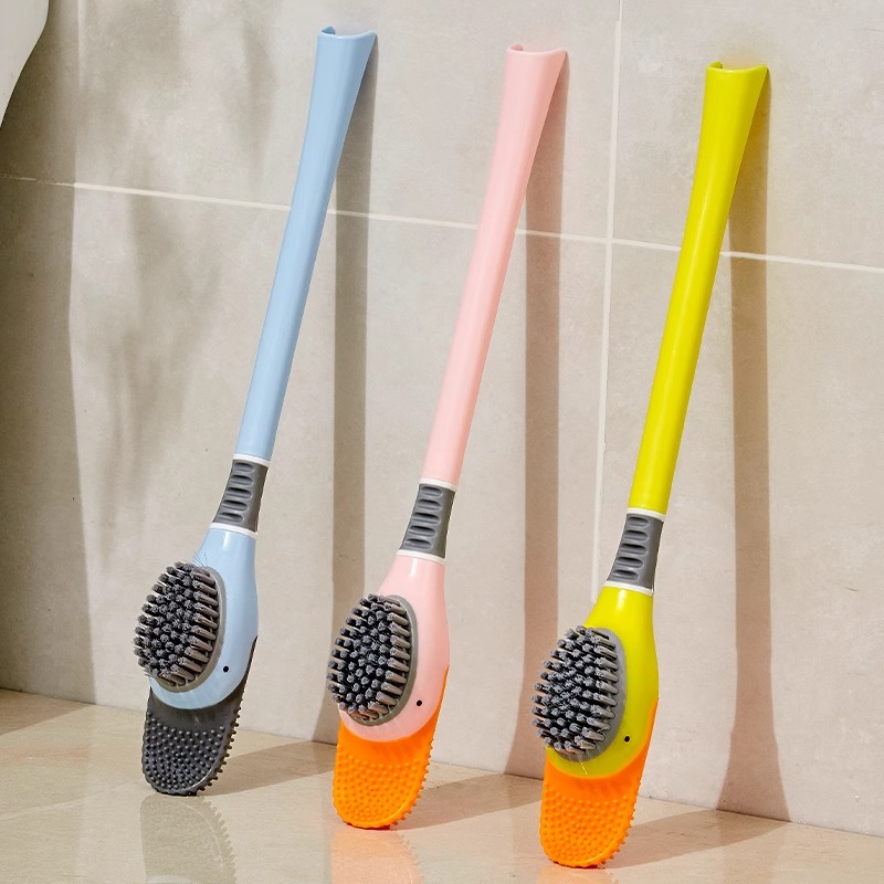 Little Yellow Duck Toilet Brush with Spray Liquid Household No Dead Corner Cleaning Toilet Brush Bathroom Wall-Mounted Silicone Belt Base