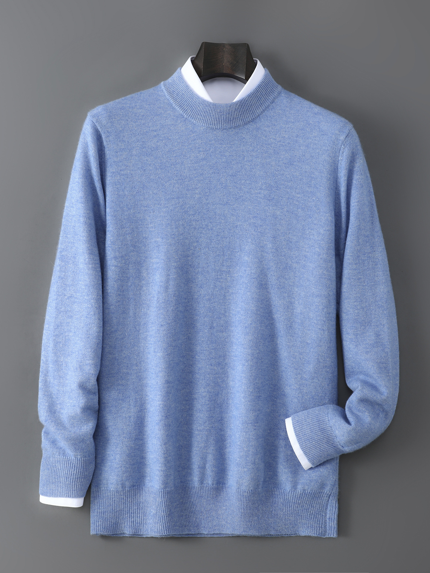 Autumn and Winter New Style Half Turtleneck Woolen Knitwear Men's Half Turtleneck Loose Knitwear Thickeneded Business Simple Warm Knitwear Cross