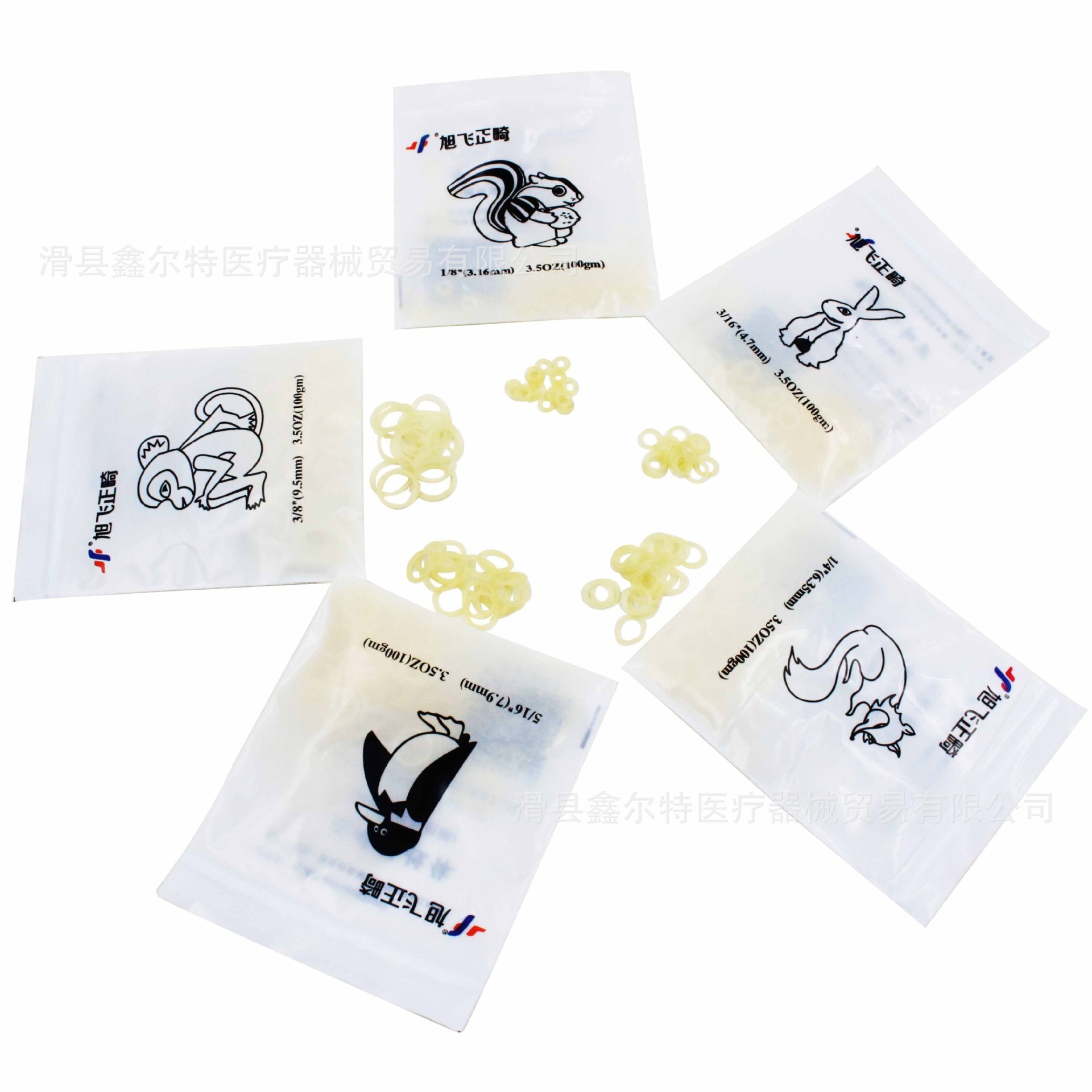 Dental Rubber Bands, Orthodontic Correction Rubber Bands, Transparent Traction Rubber Bands, Animal Orthodontic Consumables
