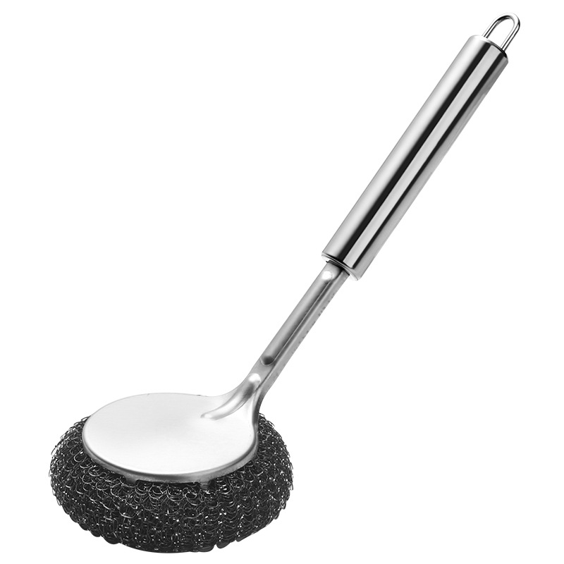 Wholesale stainless steel pot brush kitchen special non-hurt pot washing pot brush long handle with steel ball bowl brush non-greasy
