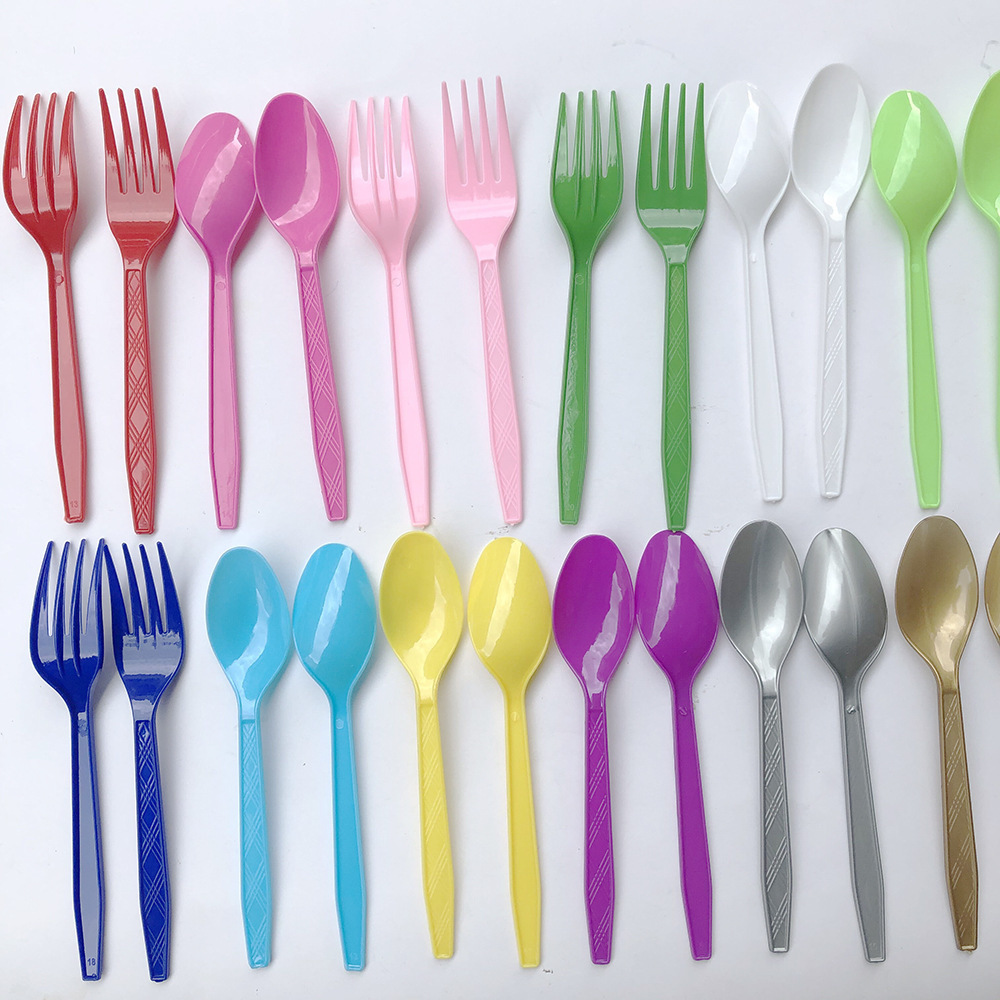 Disposable Cutlery, Forks, and Spoons for Takeout Packaging, Western-Style Plastic Dining Set Tableware