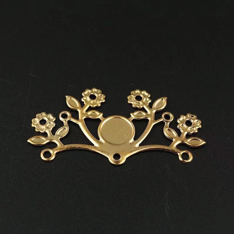 Flower Branch Metal Flower Piece DIY Jewelry Accessories Ancient Style Flower Piece Flower Holder Hair Accessories Hairpin Bow Fan Material Accessories