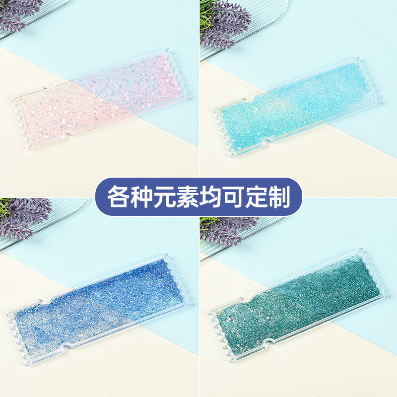 Acrylic Quicksand Ticket Stub Full Set Badge Landmark Promotional Small Gifts Celebrity Card Cartoon Stand Ornament Mahjong