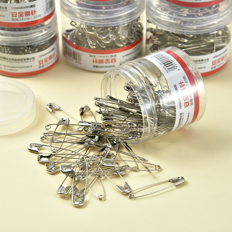 Source Manufacturer Barrel-Packed Nickel-Plated Safety Pins, Paper Clips, Simple Large Pins, Tube-Packed Children's Office Supplies