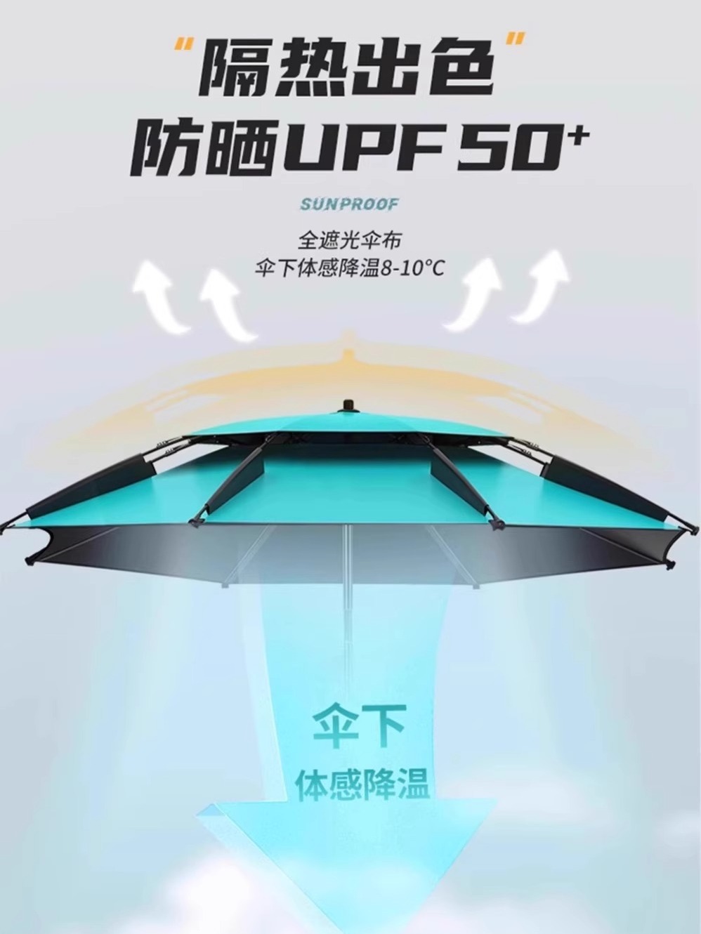 Fishing Umbrella 2025 New Sunshade Umbrella Outdoor Camping Umbrella Portable Black Rubber Sun Protection Anti-Rainstorm Cane Umbrella