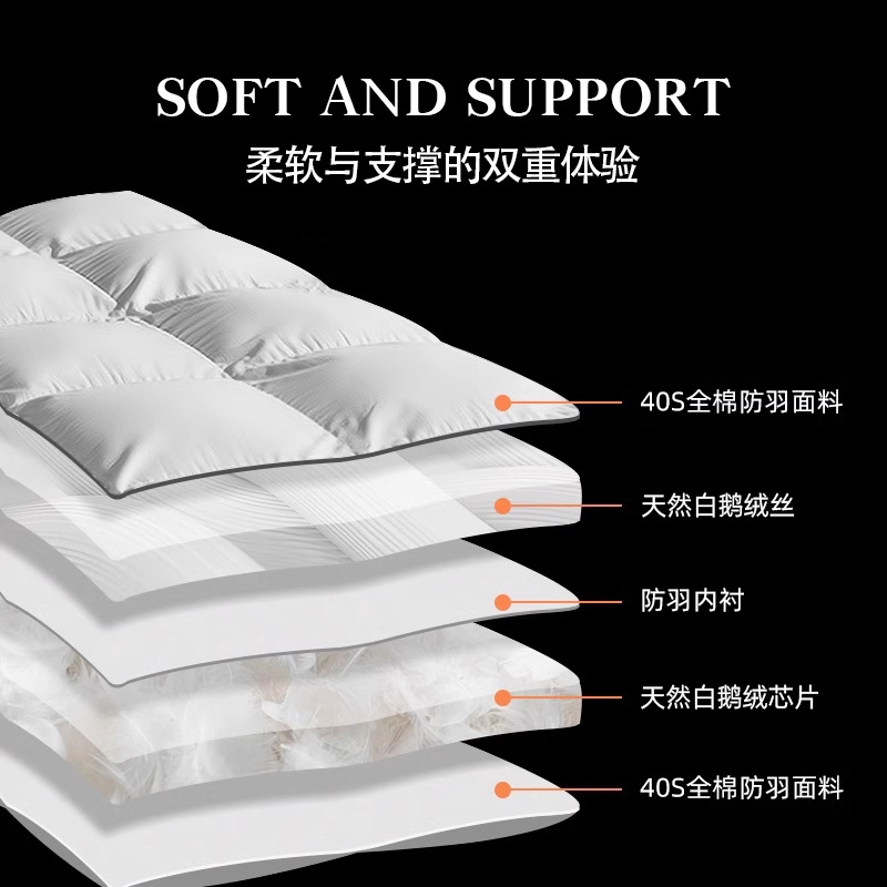 Five-star Hotel Down Mattress Class A Hilton Cushion Thickened Double-layer Goose Down Homestay Mattress Cushion Winter