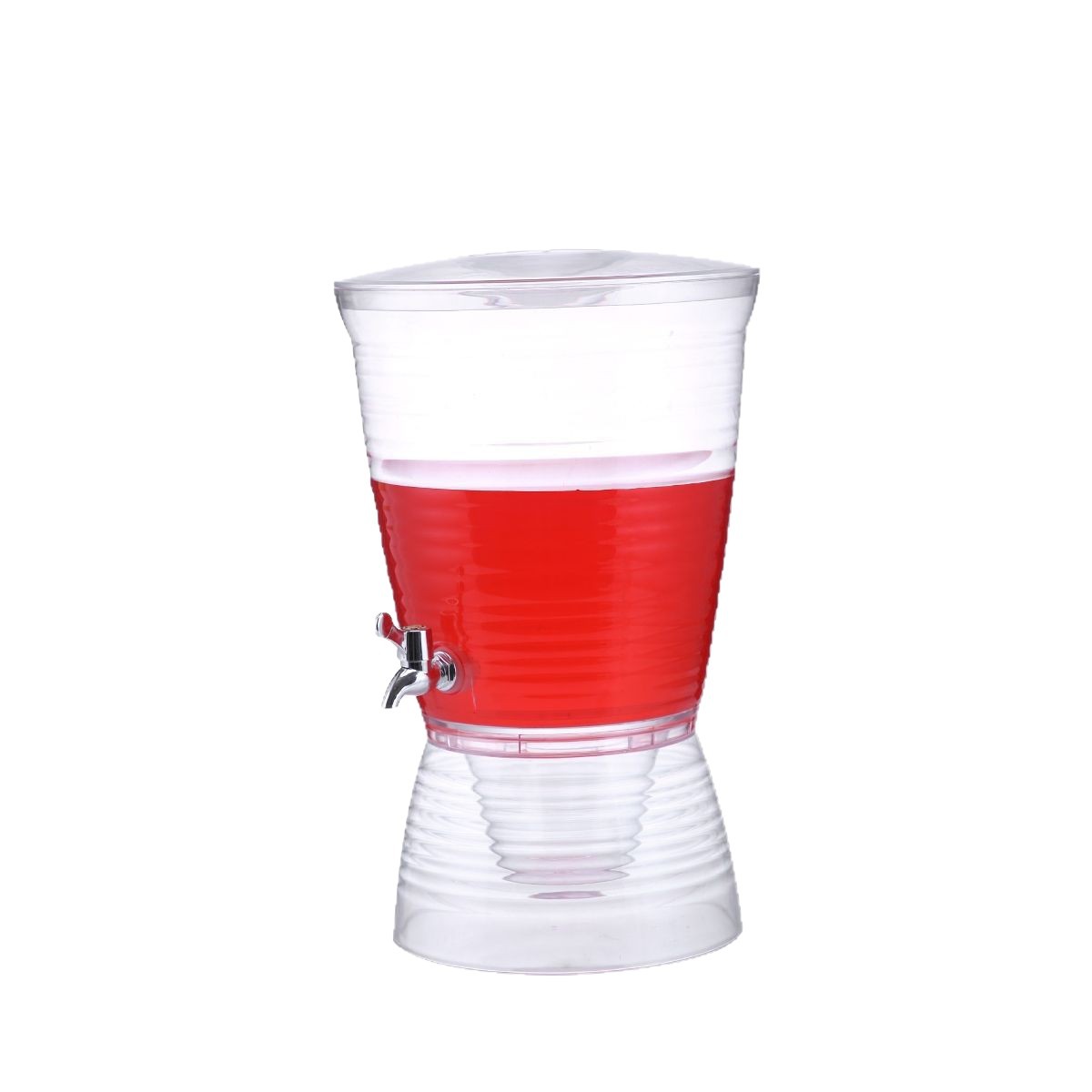 Wholesale acrylic plastic self-service juice machine water dispenser cafeteria large capacity transparent striped beverage bucket