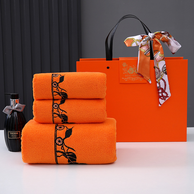 Towel bath towel gift box three-piece annual meeting gift embroidered word company employee welfare wedding return logo