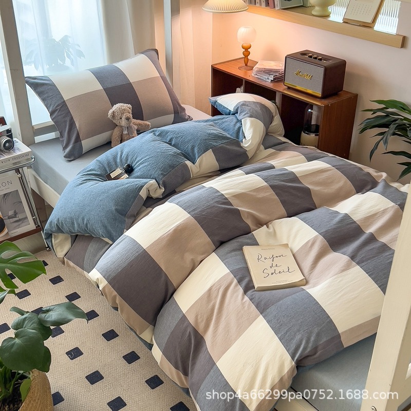 New Pure Cotton Washed Cotton Student Dormitory Three-Piece Bed Bed Sheets Set Six-Piece Gift Package Student Season