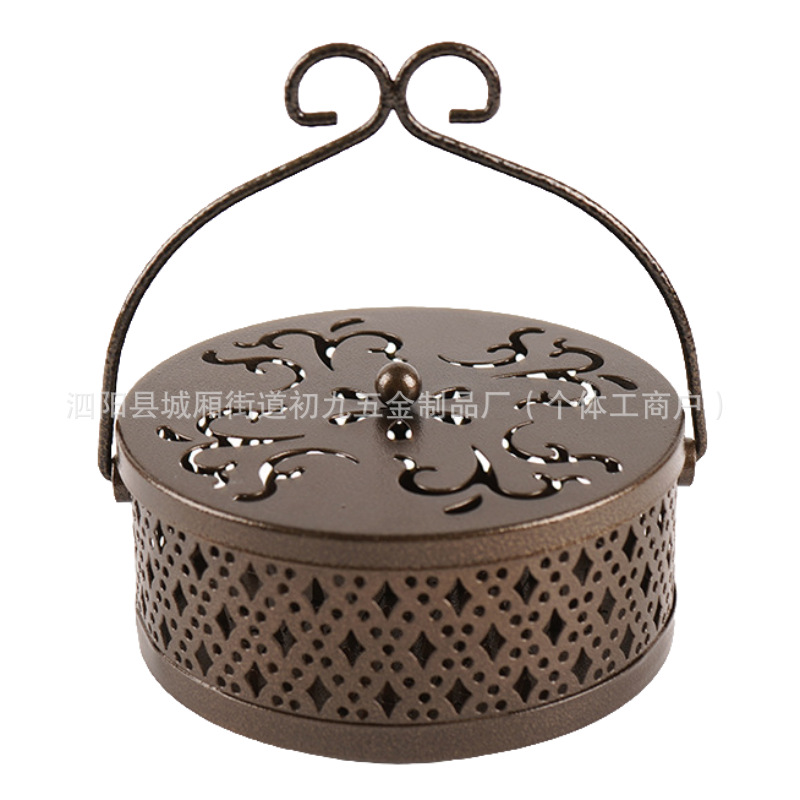 Iron Mosquito-repellent Incense Panel Holder Home Artifact Mosquito-repellent Incense Rack Fireproof Anti-scalding with Lid Large Creative Fragrance Box Incense Burners