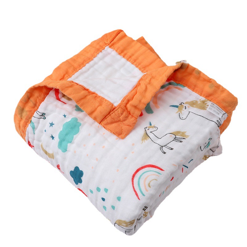 Children's bath towel cover blanket children's quilt six-layer cotton gauze baby products gauze kindergarten baby cartoon bath towel
