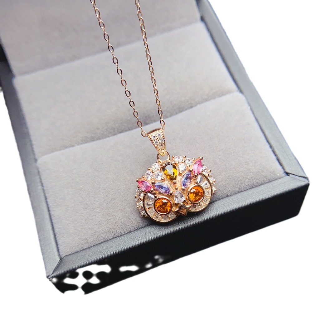 New natural Fanta pendant S925 silver inlaid main stone 3*3mm Joker net red explosions women's jewelry wholesale