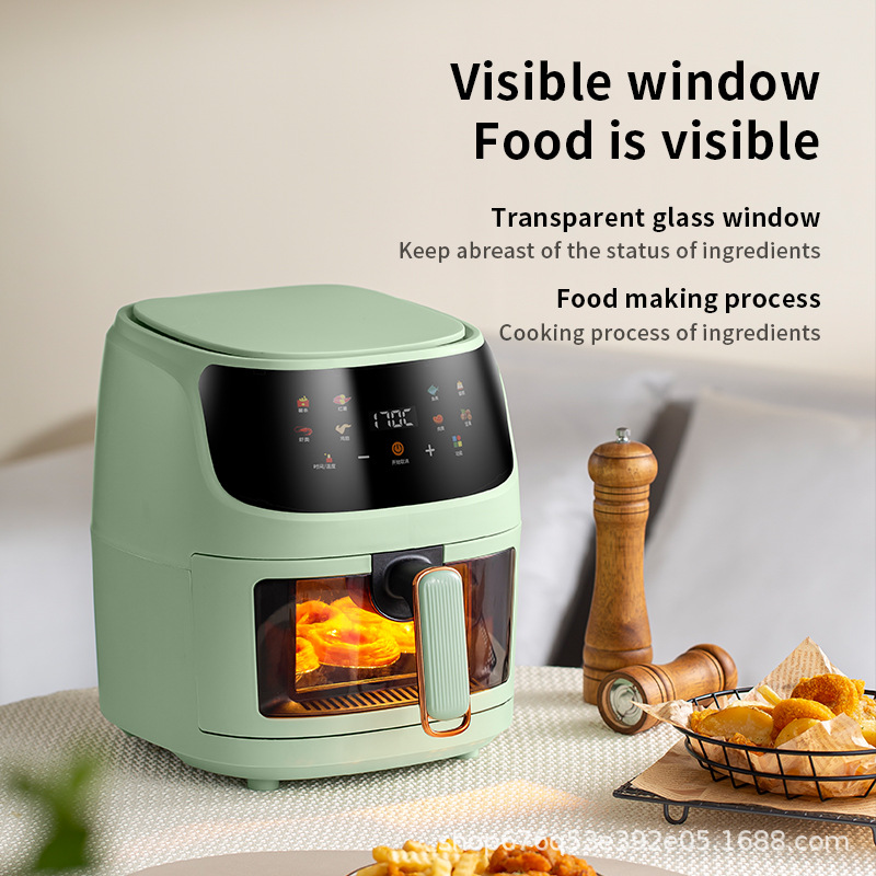 Air Fryer Cross-Border Household Multifunctional French Fries Machine Air Fryer 8L Large Capacity Visual Electric Fryer Europe and the United States