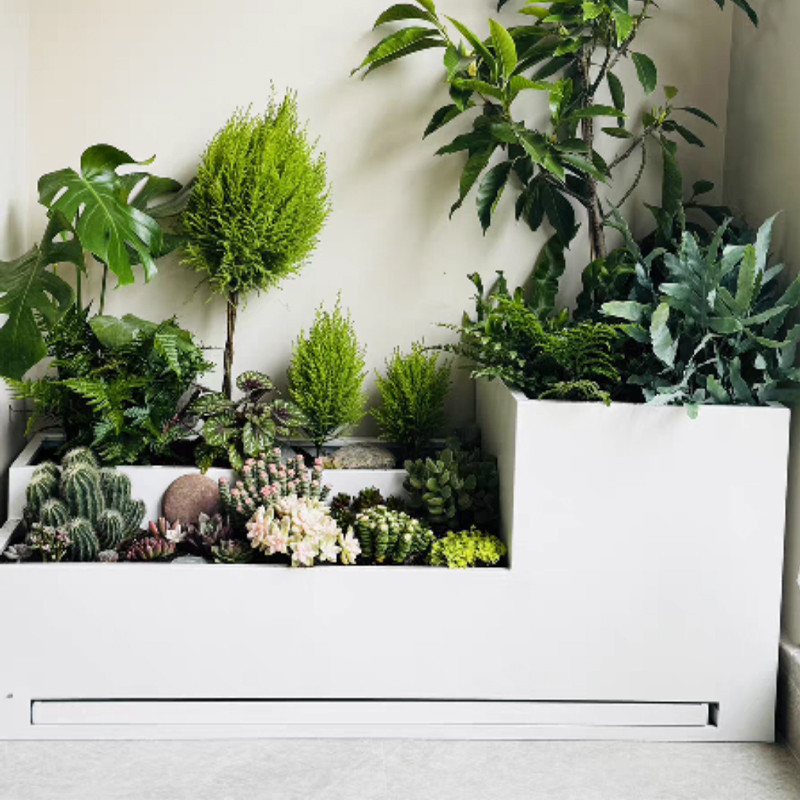 Stainless Steel Flower Box Tray Water Tray Indoor and Outdoor Balcony Flower Box Roof Terrace Planting Box Courtyard Step Flower Pot