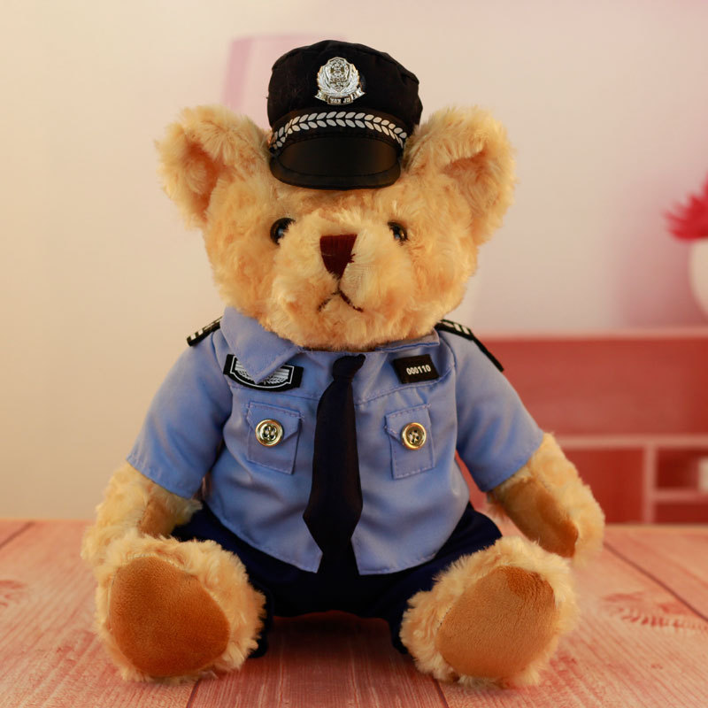 Internet Celebrity Traffic Police Bear Doll Police Bear Plush Toy Public Benefits Anti Fraud Promotion Iron Riding Bear Manufacturer Wholesale Gift