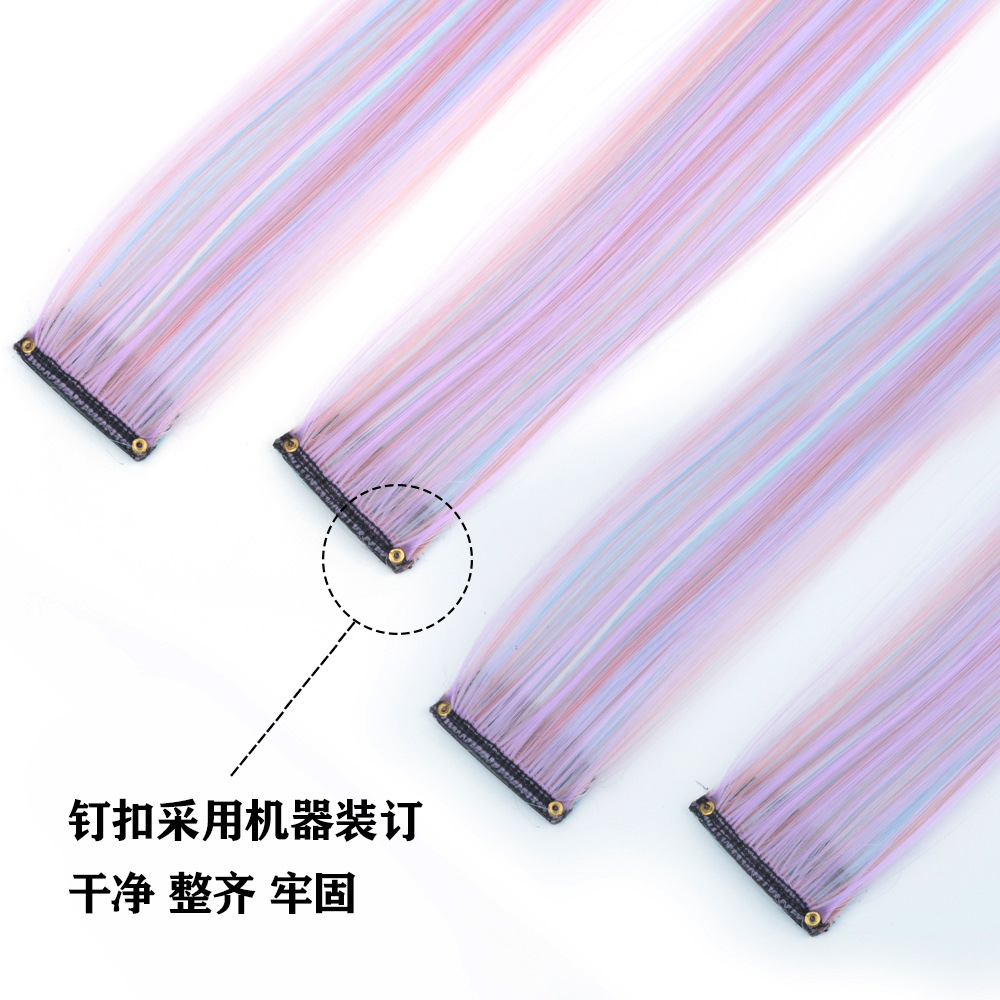 Colored Hair Piece Wig Piece Hair Extension Ear Hanging Hair Dye Piece Artificial Hair Bleached Wig Female High Temperature Silk Curly Hair Straight Hair Piece