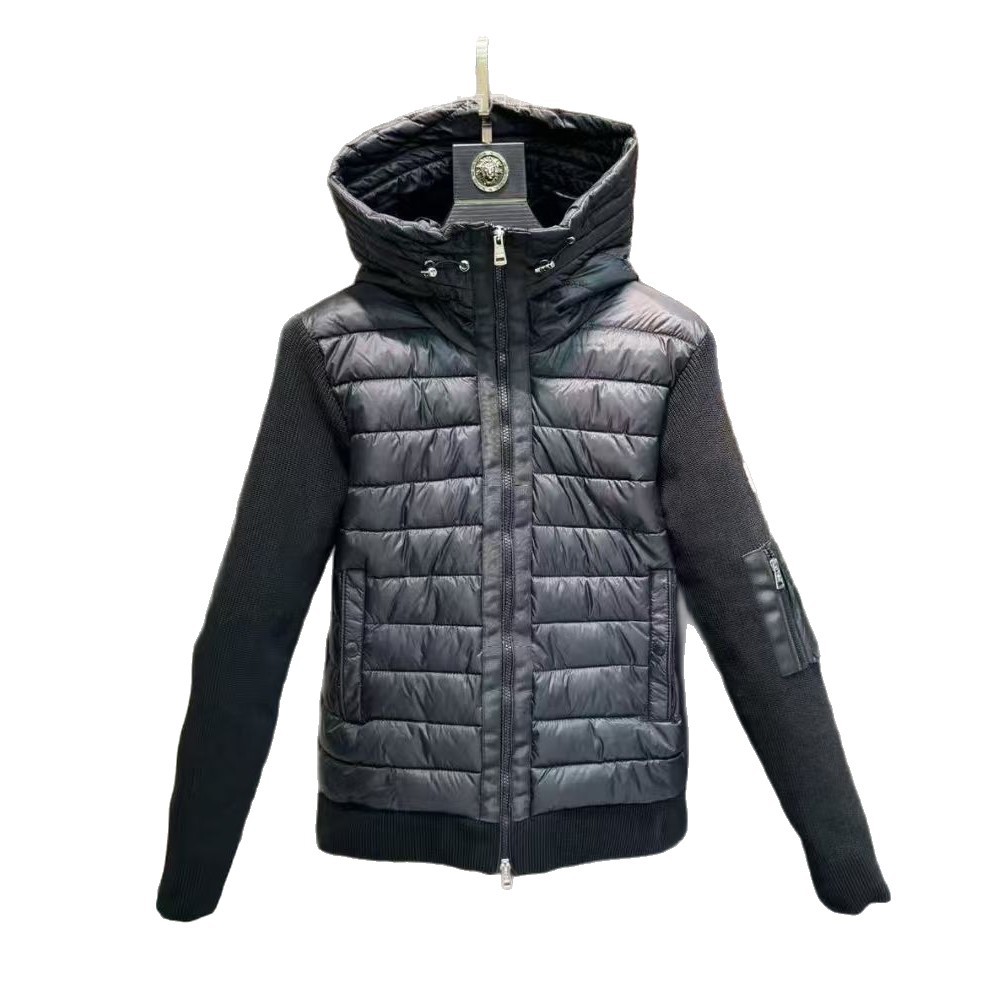 European New m Brand Knitted Splicing Casual down Jacket Men's White Duck down Warm Stylish Slim down Coat