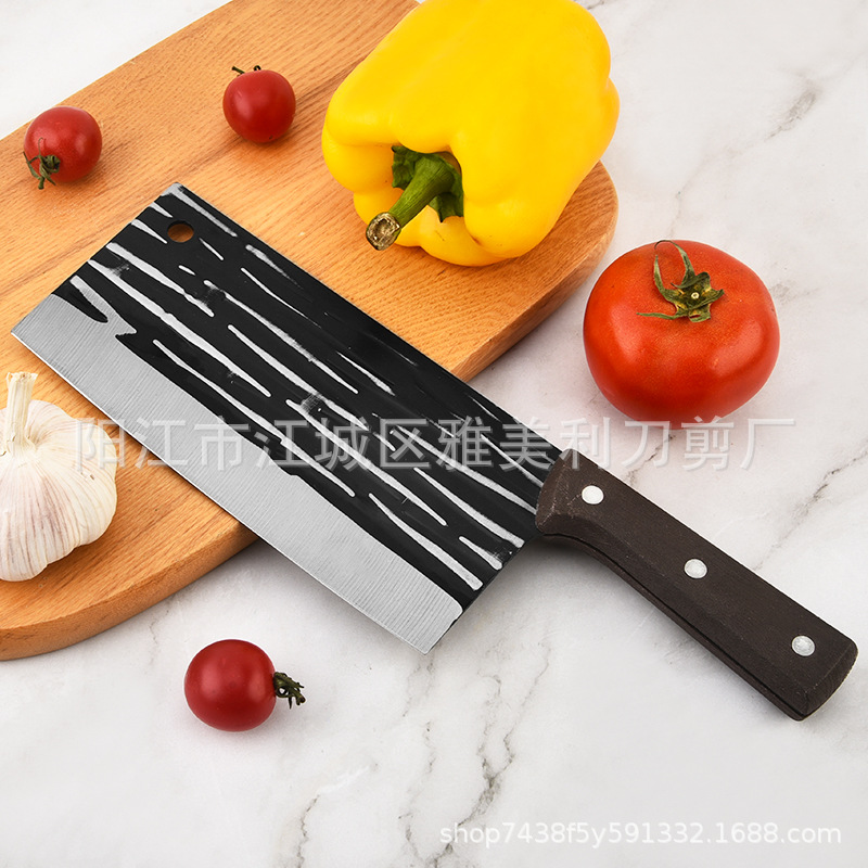 Деревянная ручка, кованый кухонный нож с узором от молота для нарезки овощей, нарезки, рубки, острый универсальный нож для женщин
