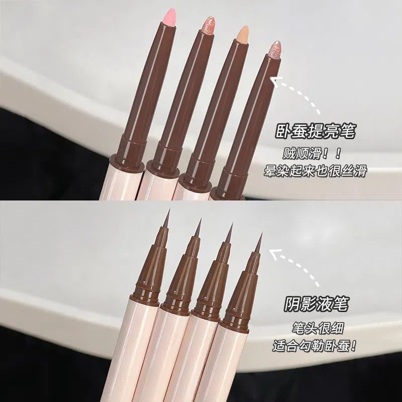 One Pen to Create a Natural Look! Dual-Ended Aegyo-Sal Pen in Pink Matte and Pearlescent Shadow for Beginners to Outline Eye Makeup