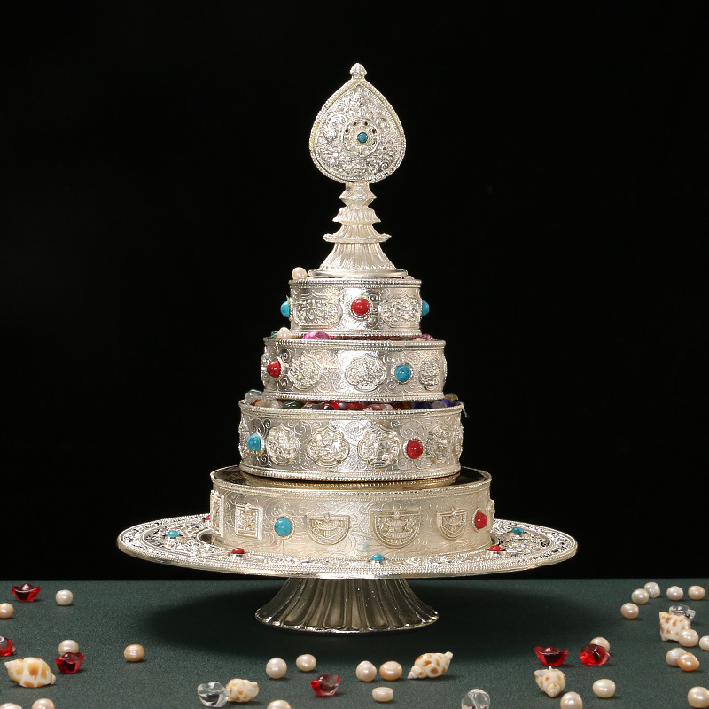 Mandala Tray for Offering, Eight Auspicious Symbols, Nepalese Buddhist Temple Ornament, Mandala Tray Size