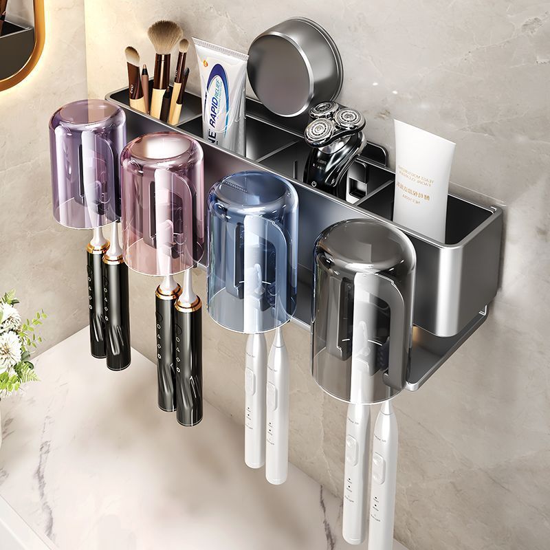 Держатель для стаканов для зубных щеток с присоской настенный без сверления для раковины