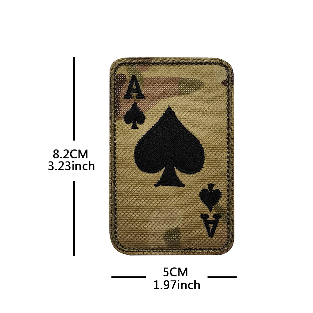 Cross-Border Death Card Poker Armband Ace of Spades Joker J Luminous Embroider Velcro Stamp Outdoor Bag Stamp