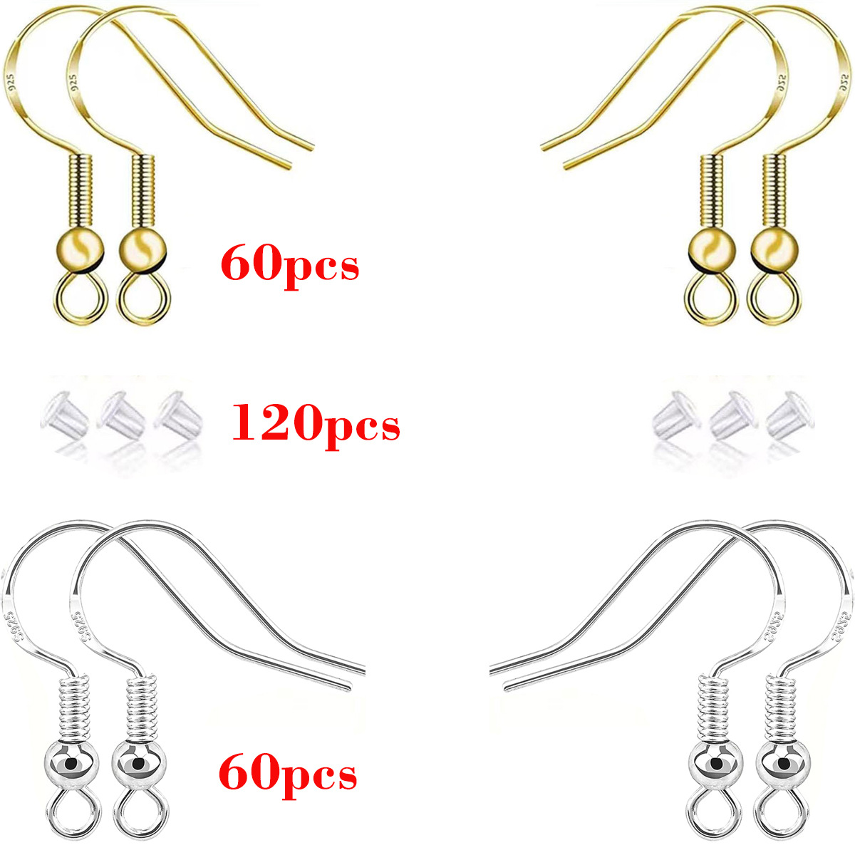 S925 Silver Copper Plated Sterling Silver Ear Hook Accessories DIY Handmade Semi-Finished Material Gold Plated Earrings Ear Jewelry Accessories