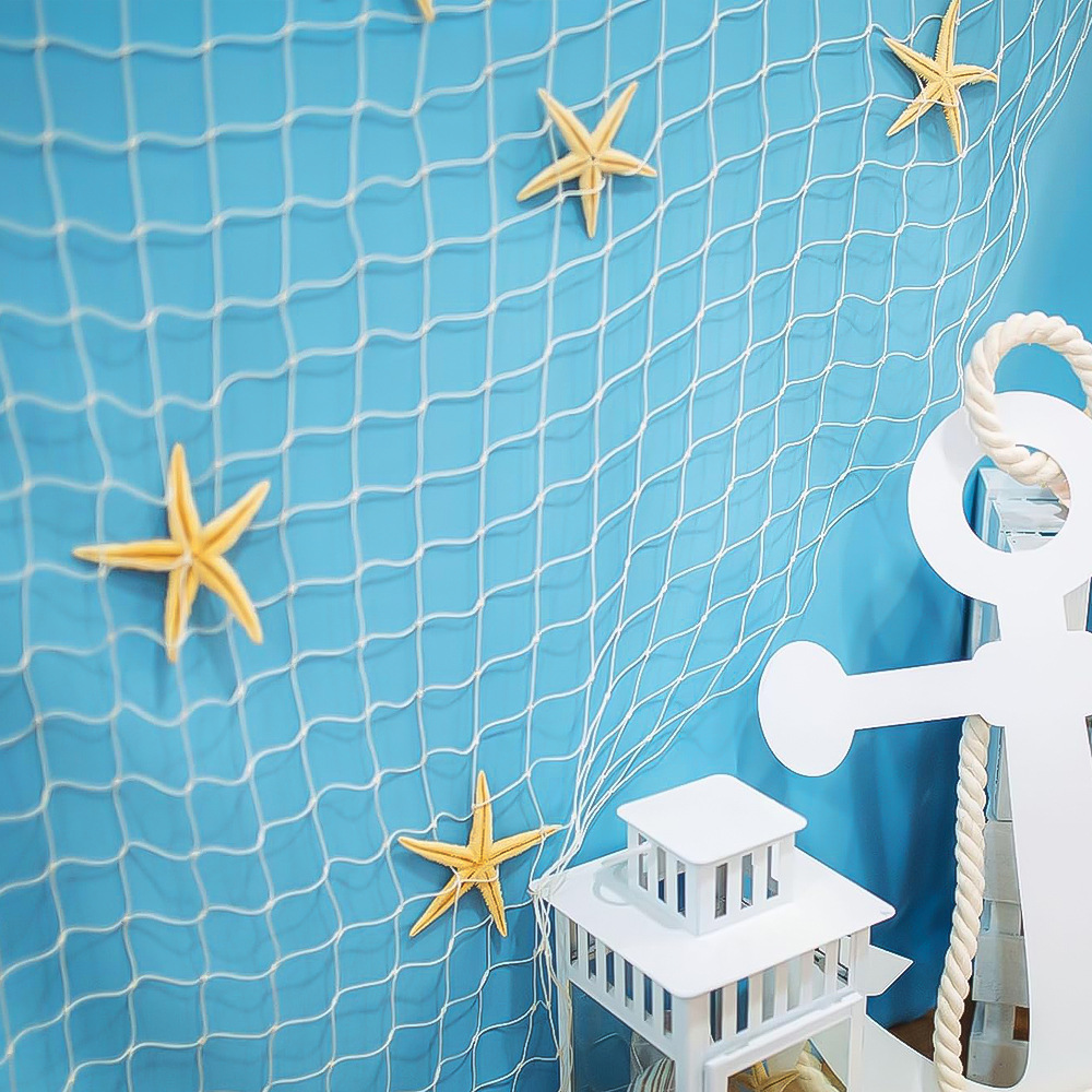 Mediterranean decorative fishing net thick line cotton and hemp rope shell net kindergarten background wall creative photo decorative hanging net