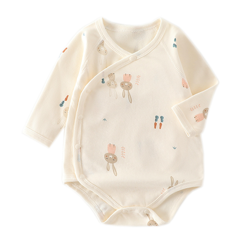 Newborn Baby Clothes Pure Cotton Type a Baby Jumpsuit Double-Layer Belly Protection 0-1 Year Old Baby Triangle Harem Crawling Suit