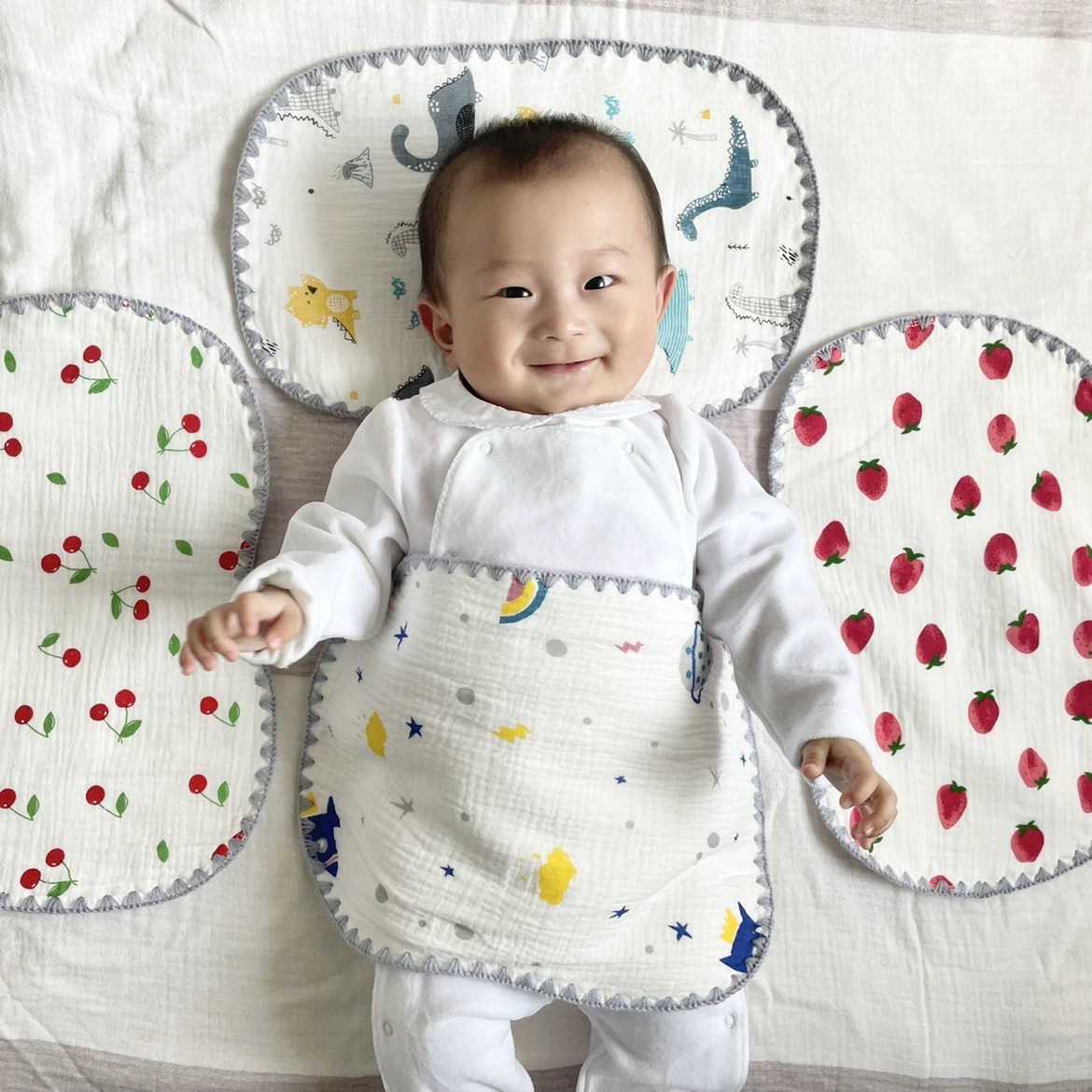 Облачная подушка для новорожденных, плоская подушка, многослойная марлевая, впитывающая пот, дышащая, машинная стирка, пеленка