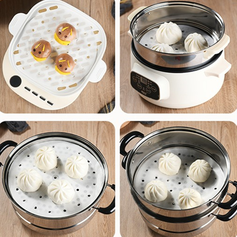 Steamer Cushion Paper Household non-stick steamed bun paper Silicone oil paper Round food steamer paper Baking paper Steamer paper Disposable