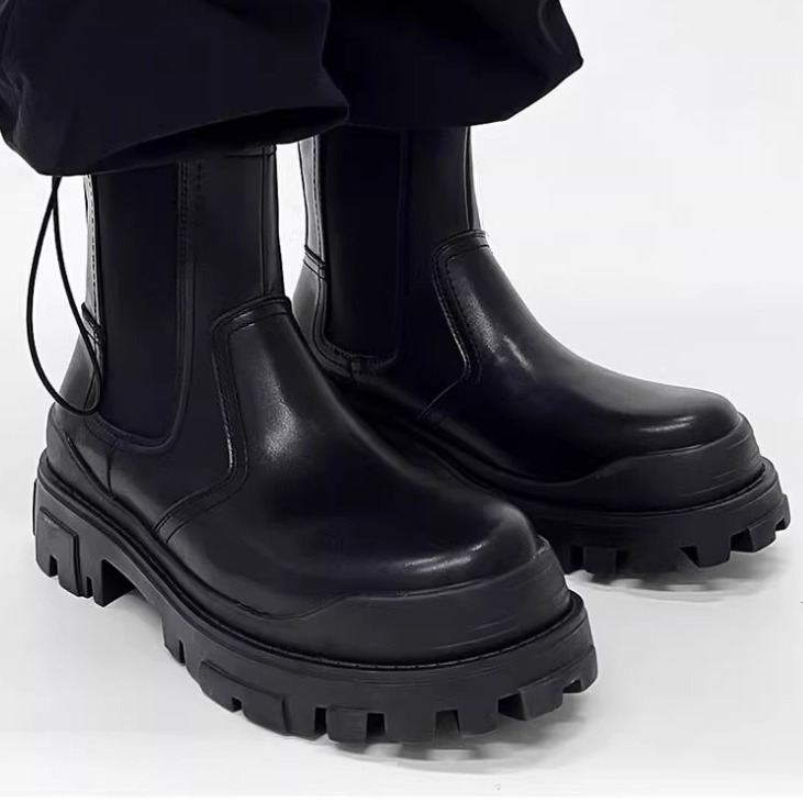 Парижские ботинки мартин с толстой подошвой британского стиля черные высококачественные челси ботинки мужские модные кожаные полусапоги