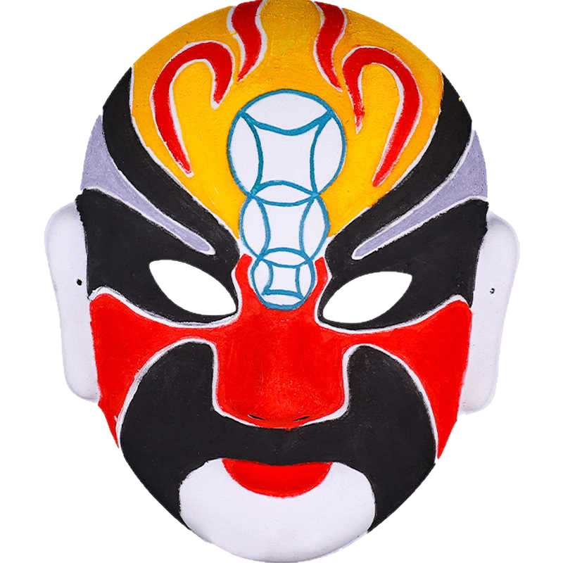 Kindergarten Hand-Painted Kidsren's DIY Paper Pulp Peking Opera Indentation Mask Flower Mask Empty White Painting Material Package