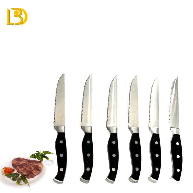 Amazon Hot Selling Stainless Steel Steak Knife Double Steel Head Die Casting Handle Steak Knife Fine Throw Handle Steak Knife Multi-use