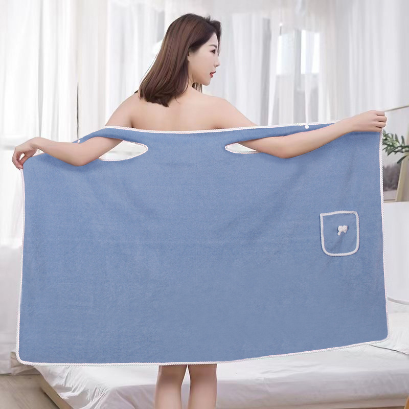 Thickened Bath Skirt Wearable Bath Towel Coral Velvet Soft and Absorbent Not Easy to Shed Adult Sling Women's Home Bath Skirt