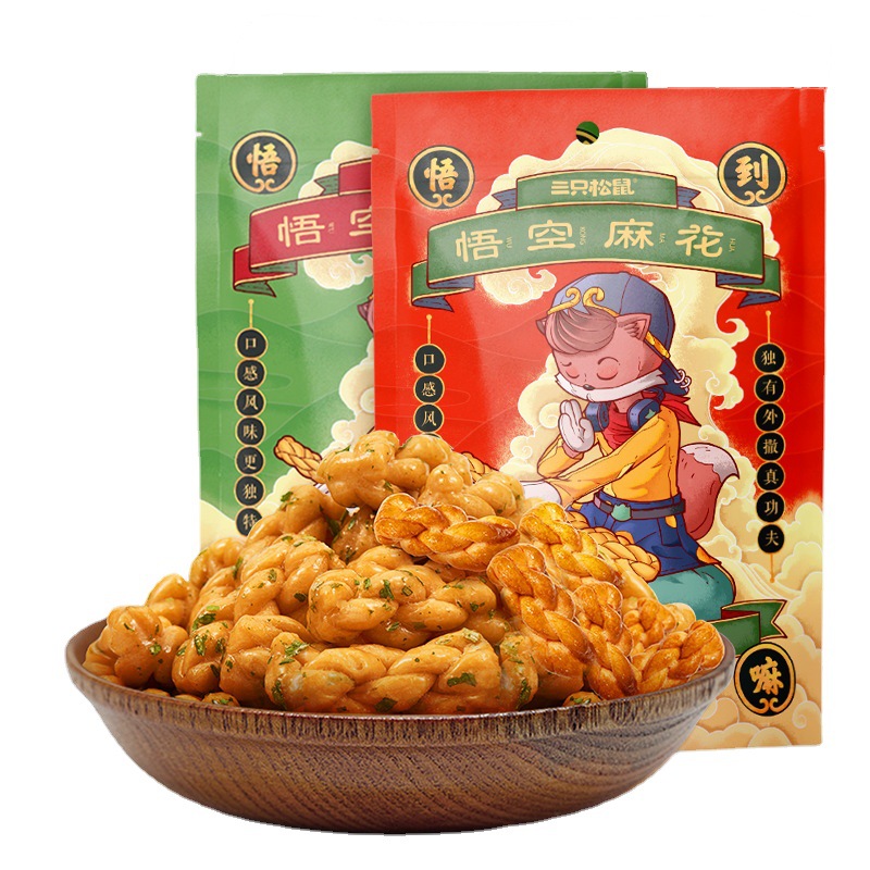 [Three Squirrels_Wukong twist 108g] snacks Tianjin flavor specialty breakfast snacks small bags