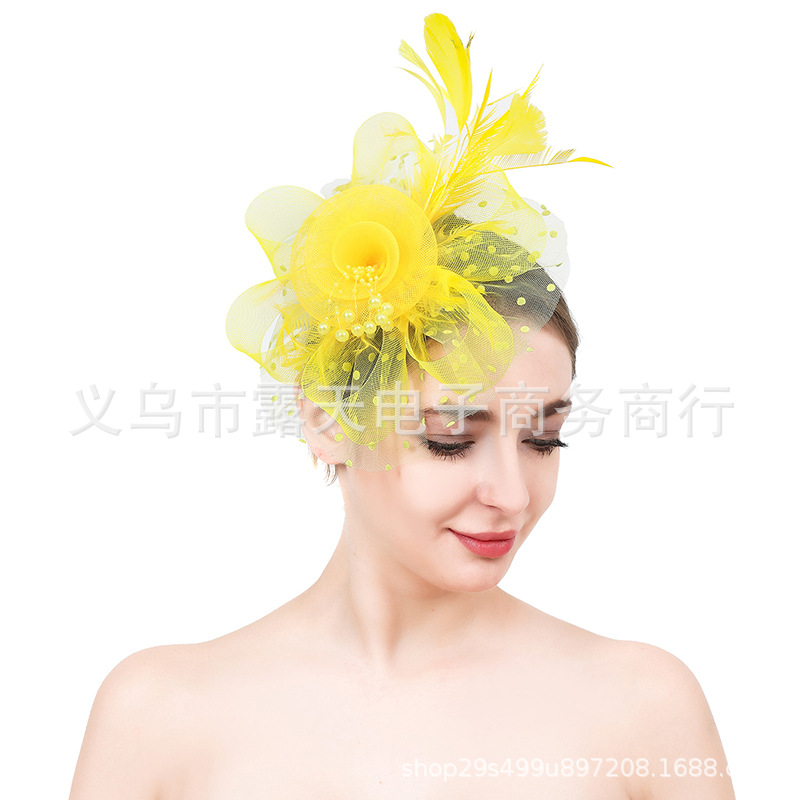 European and American Explosions Feather Headwear Horse Racing Festival Cock Stage Performance Cheongsam Hair Accessories Twist Yangko Square Dance Headflower