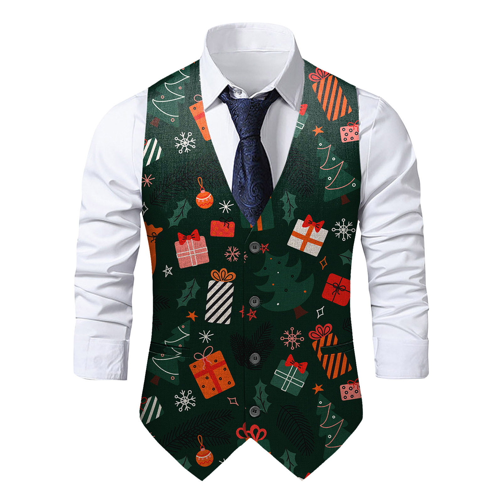 2022 Cross-Border Aliexpress Amazon Slim Youth Single-Breasted Ready-Made Printed Suit Vest No-Iron Fashion