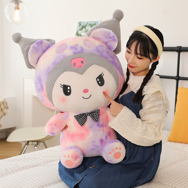 Internet Celebrity Explosions Tie-Dye Deviruchi Doll Doll Plush Toy White Dog Doll Bed Pillow Girl Gift