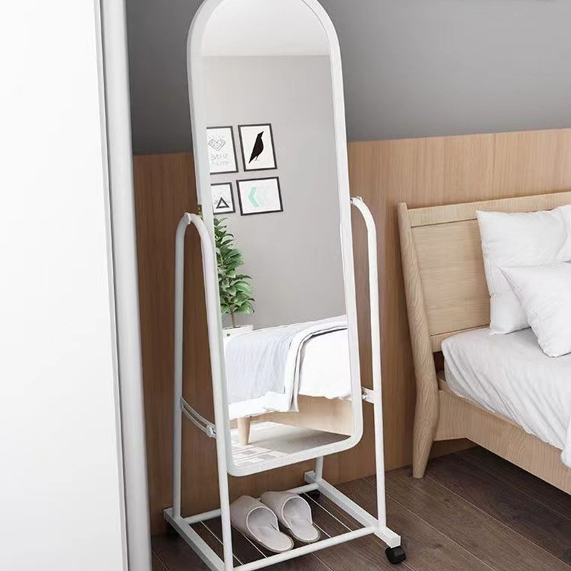 Simple Dressing Mirror, Floor-To-Ceiling Mirror, Full-Length Mirror, Fitting Mirror, Movable Clothing Store, Modern Three-Dimensional Large Mirror, Bedroom