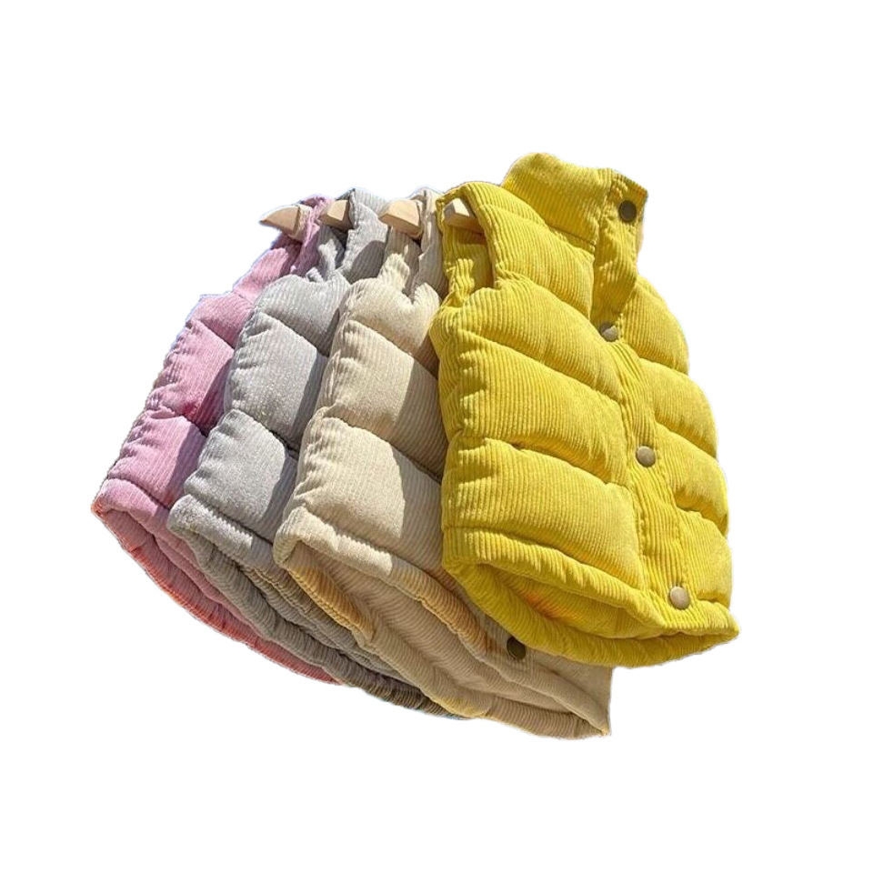 Детский жилет для мальчиков и девочек Утепленный внешний жилет из вельвета Осень и зима Хлопковый жилет